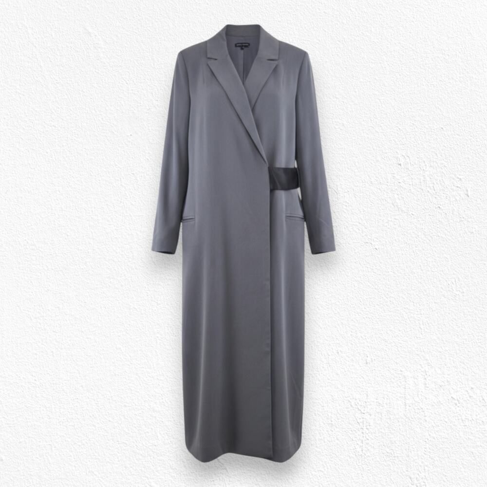 Universal Standard Gray Long Blazer Coat Modern Minimalist Workwear Size Small